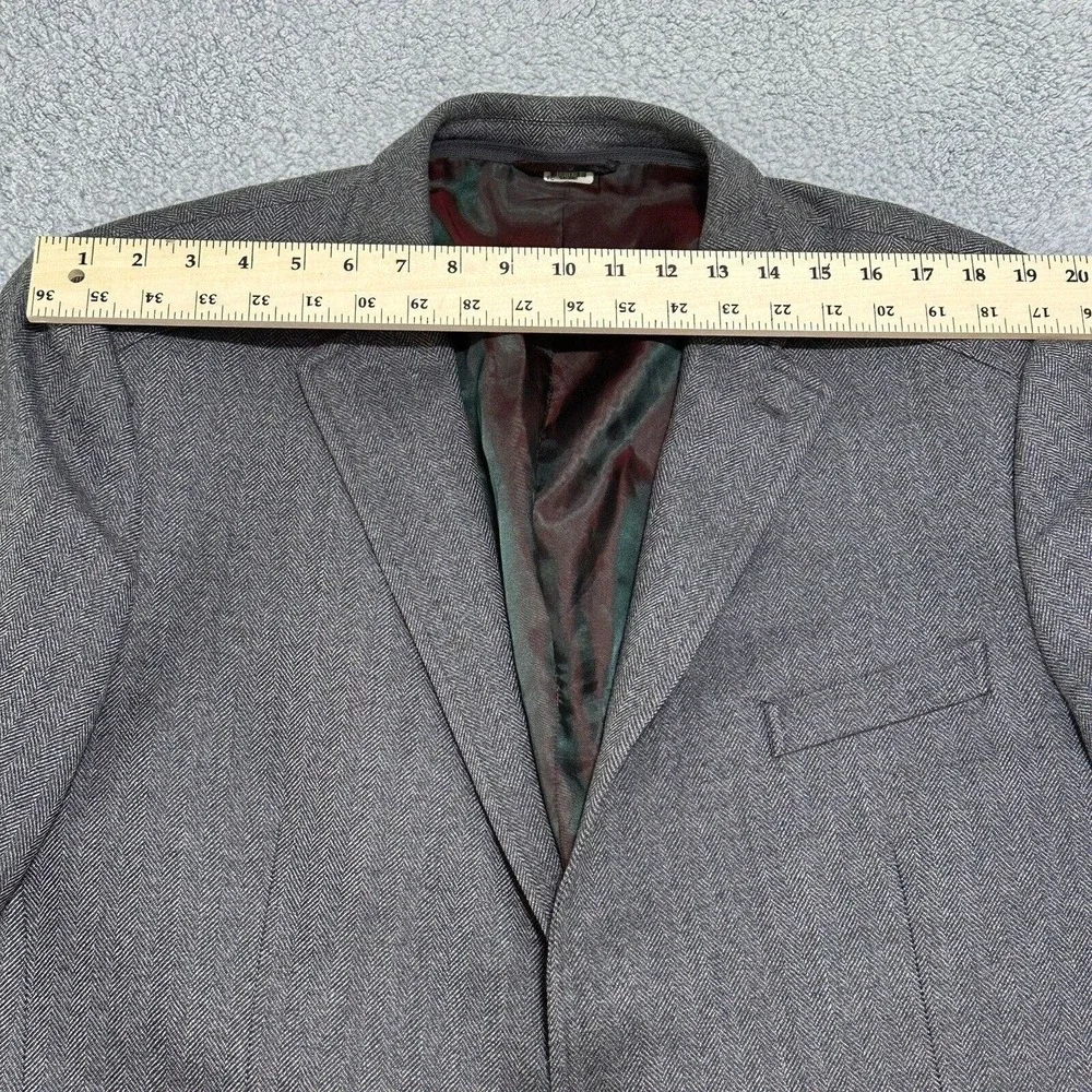 Ibiza Pagano Men’s 100% Gray Wool‎ Blazer Black Armpatch Size 46 R With Flaws